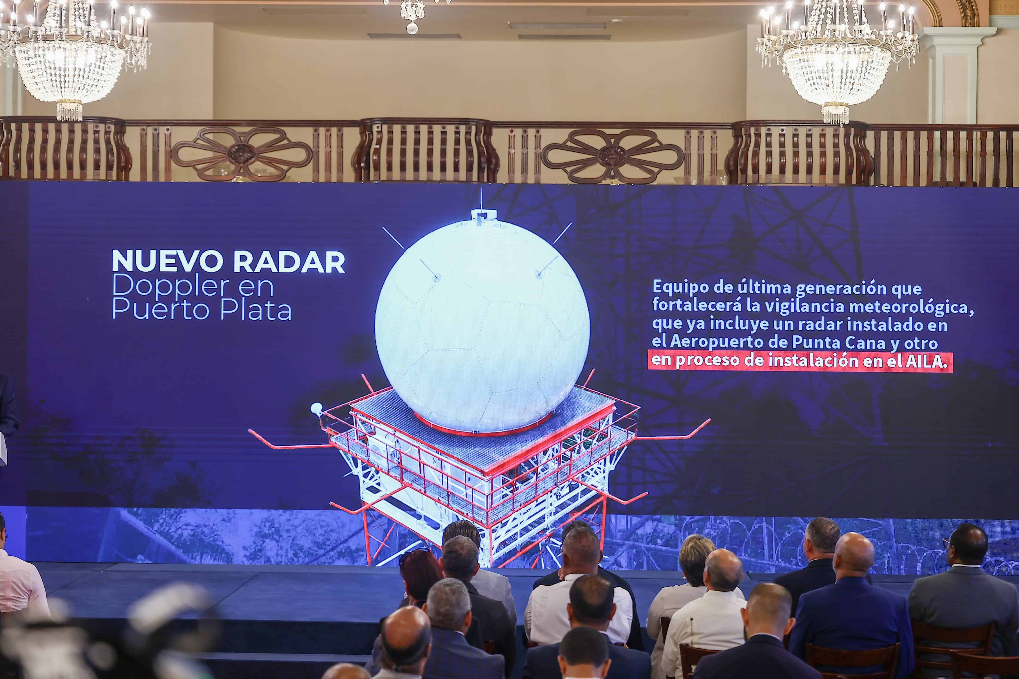 Imagen proyectada durante LA Semanal de cómo será el nuevo radar que se instalará en el Aeropuerto de Las Américas.