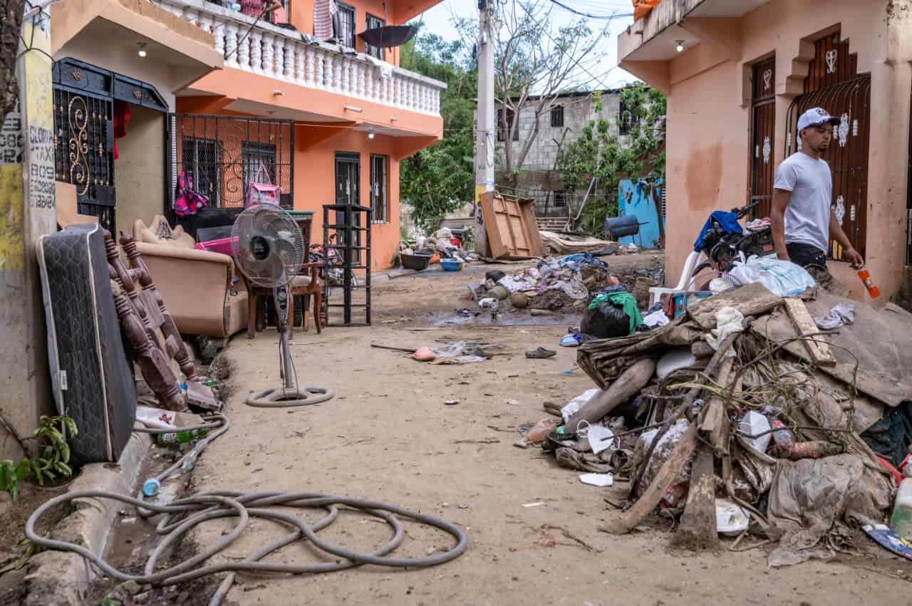 El barrio Nuevo Amanecer, en las cercanías de la cañada Jicaco, visiblemente afectado por la crecida del caudal.