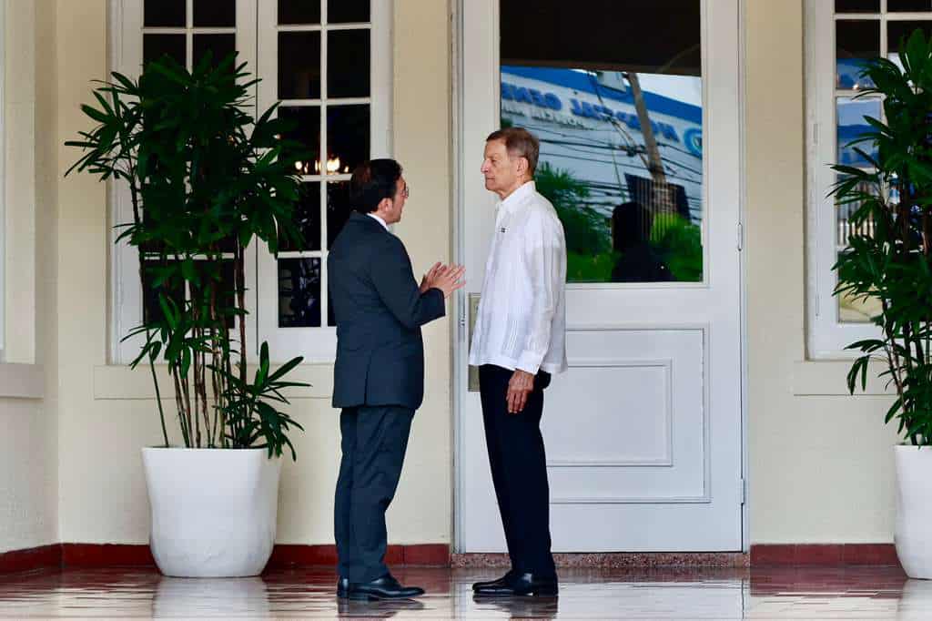 Reunión entre el ministro de Relaciones Exteriores, Roberto Álvarez y su homólogo del Reino de España, José Manuel Albares.