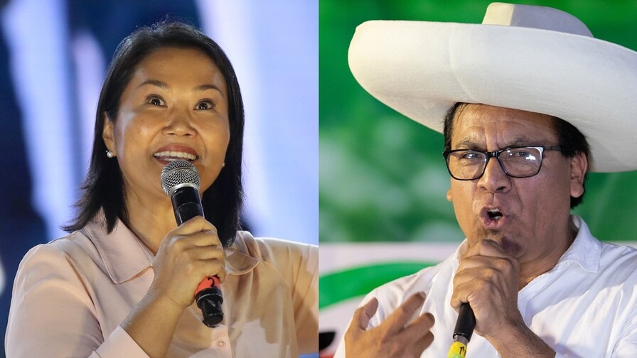 Ventaja de Sánchez sobre Fujimori sigue sobre 20,000 votos con 96 % del escrutinio en Perú