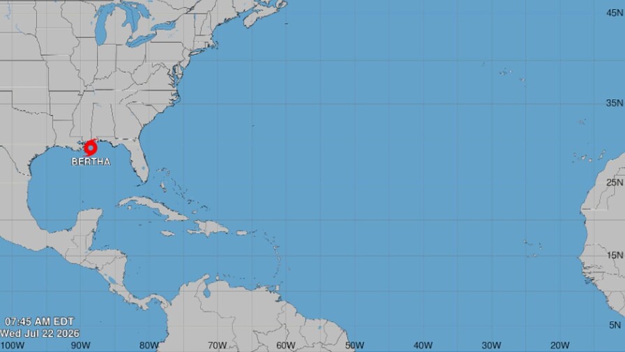 La tormenta tropical Bertha tocará tierra este miércoles en Luisiana, sur de EE. UU.