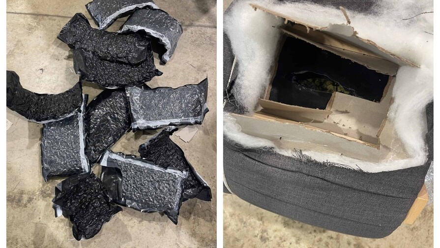 Ocupan 11 paquetes de presunta marihuana ocultos en mueble en el AILA