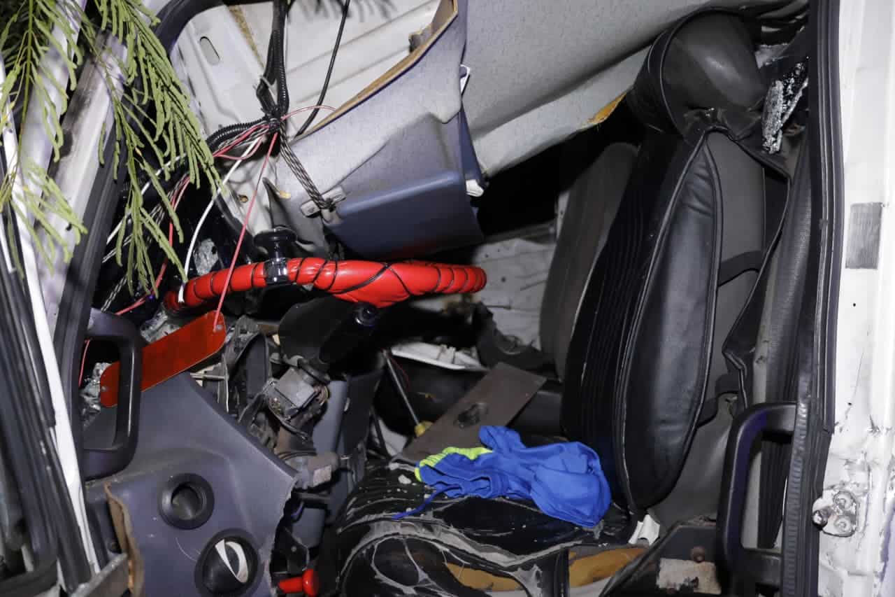 Estado en que quedo camión accidentado.