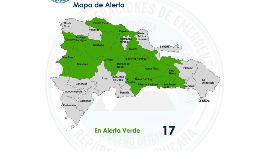 El COE coloca al Gran Santo Domingo, Santiago y otras provincias en alerta verde por lluvias